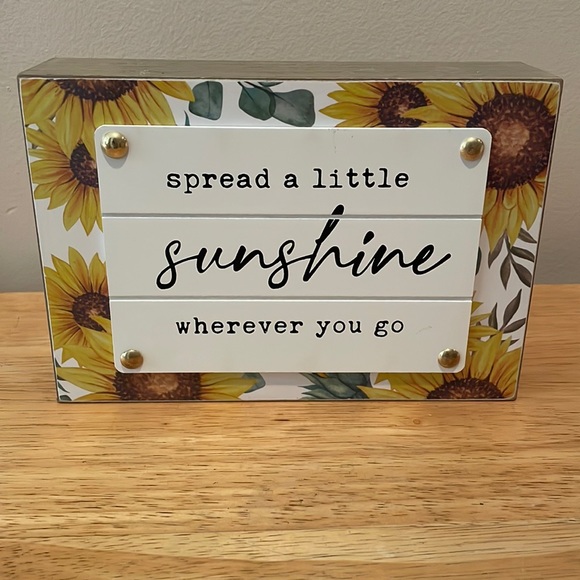 Sunshine/Sunflower positive vibe block decor-NEW - Picture 1 of 7